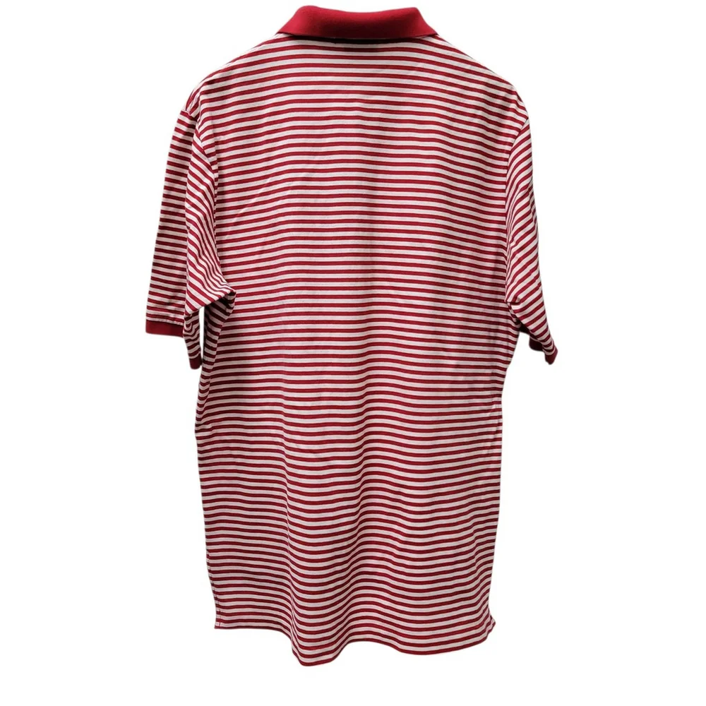 Ralph Lauren Men's Polo Golf Red White Striped Short Sleeves Shirt Size Large